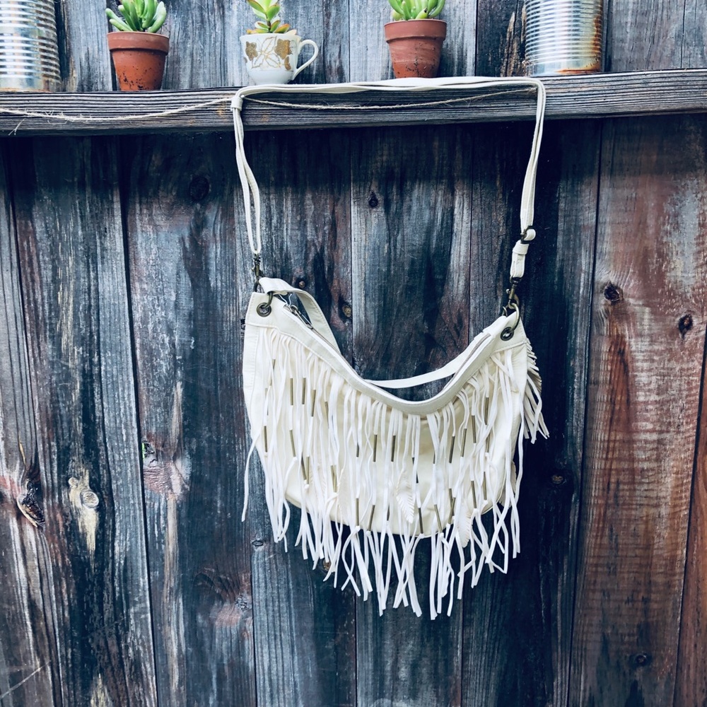 NWOT - Faux Leather Boho Bag - Cream